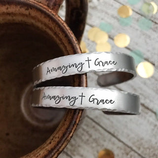 Amazing Grace Hand Stamped Cuff Bracelet