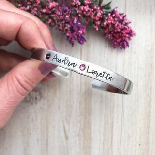 Personalized Birthstone Cuff Bracelet