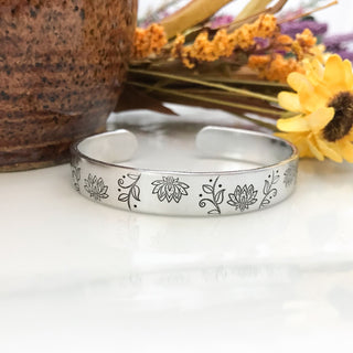 Floral Lotus Cuff Bracelet