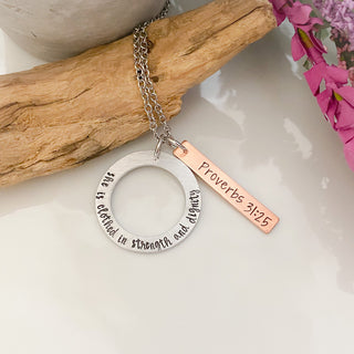 She is Clothed in Strength and Dignity Necklace
