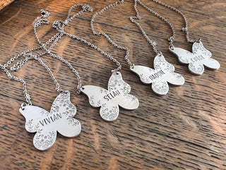 Butterfly name necklace