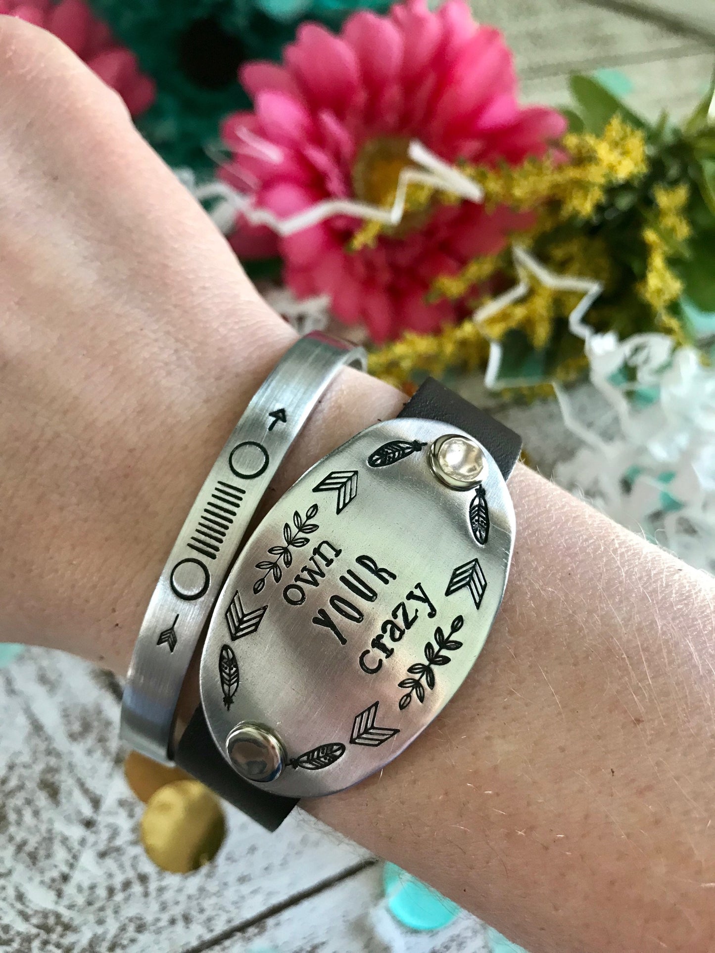 Storms Make Trees Take Deeper Roots Leather Cuff Bracelet--encouragement gift--inspirational jewelry--Stronger than Yesterday--Stay Strong