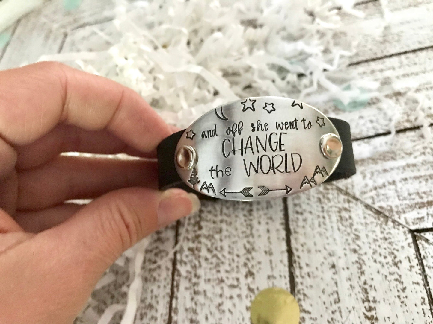 AND OFF SHE went to change the world--change the world jewelry--graduation jewelry--encouragement gift--inspirational jewelry--motivational