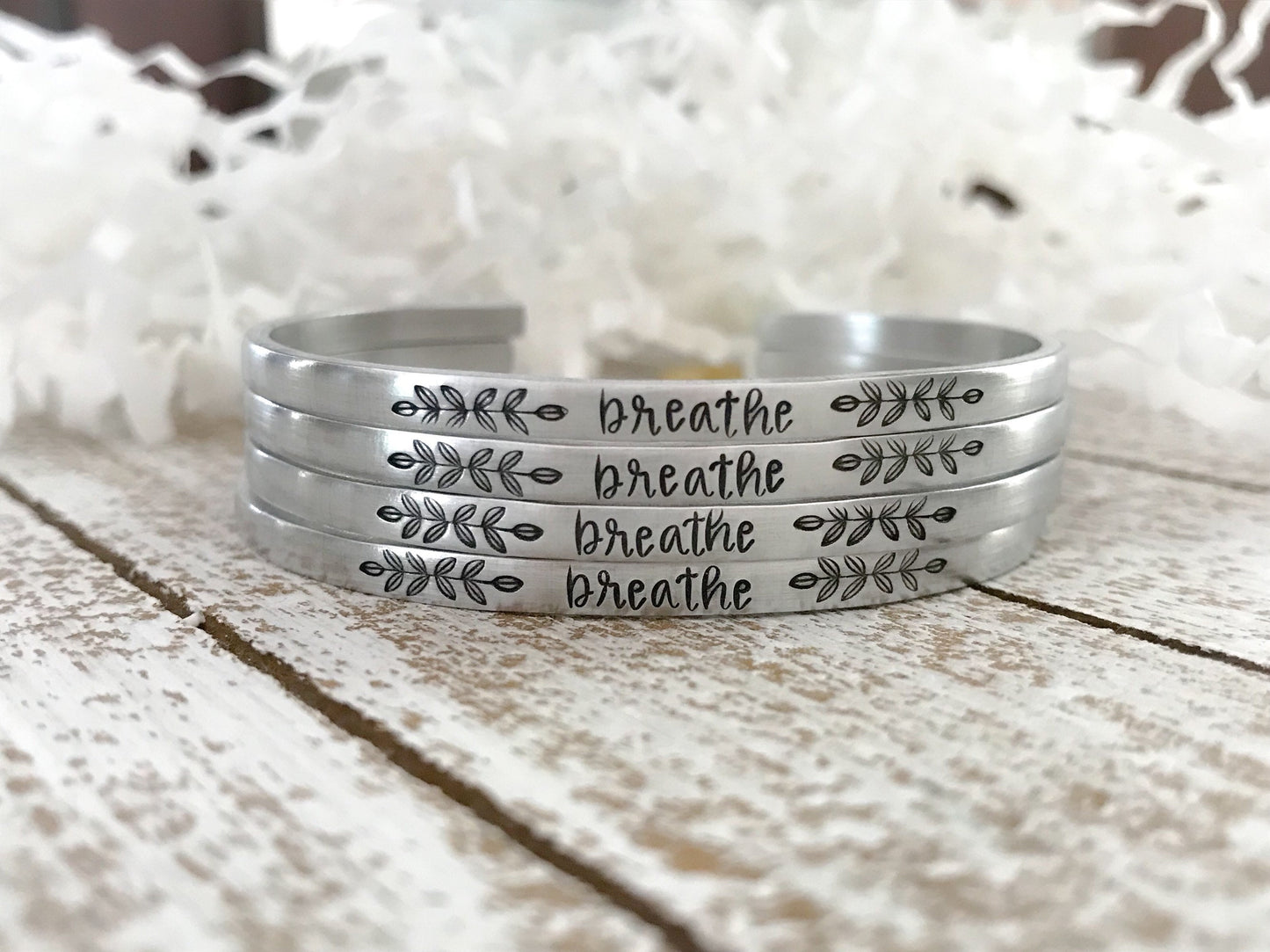 BREATHE bracelet--just breathe--yoga bracelet--breathe band--calming bracelet--breathe in--happiness bracelet--inspiration bracelet