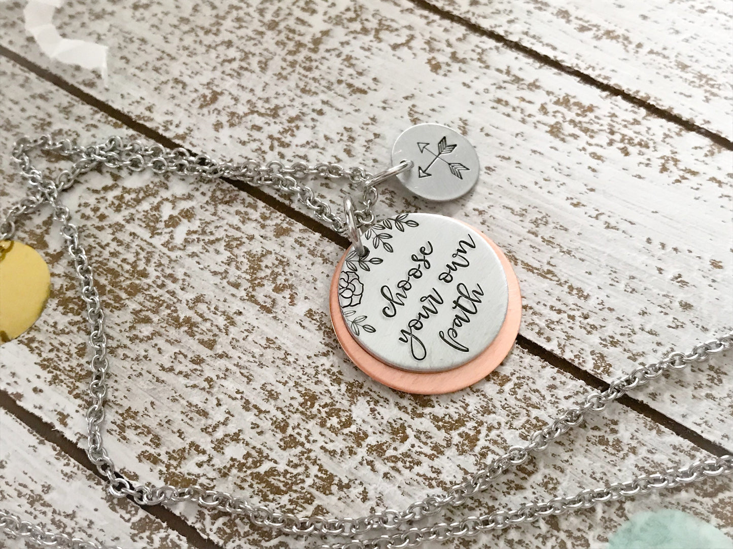 Choose your own path necklace--strong woman--inspirational gift--friend gift--christmas gift--gift under 20--mixed metal