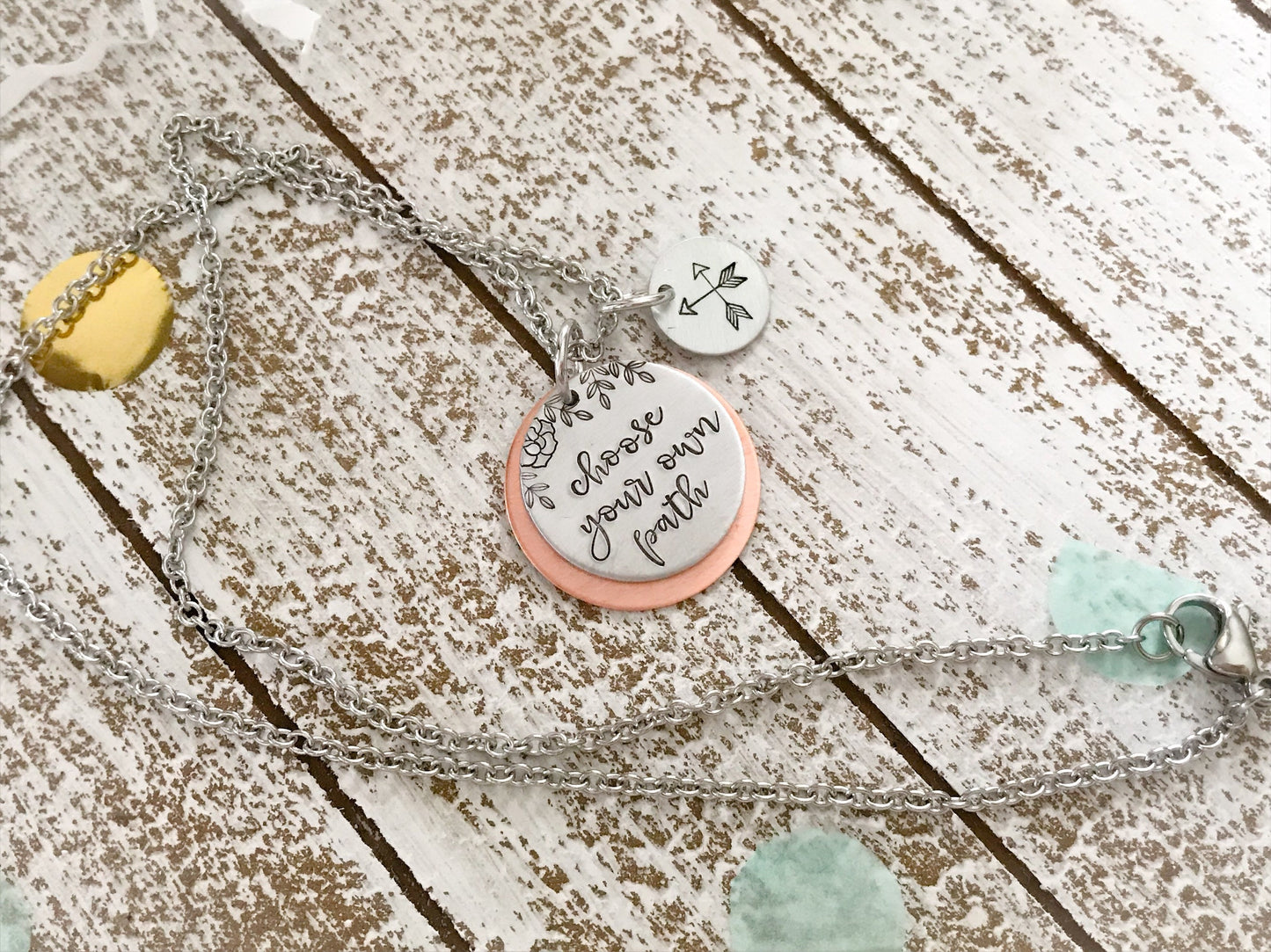 Choose your own path necklace--strong woman--inspirational gift--friend gift--christmas gift--gift under 20--mixed metal