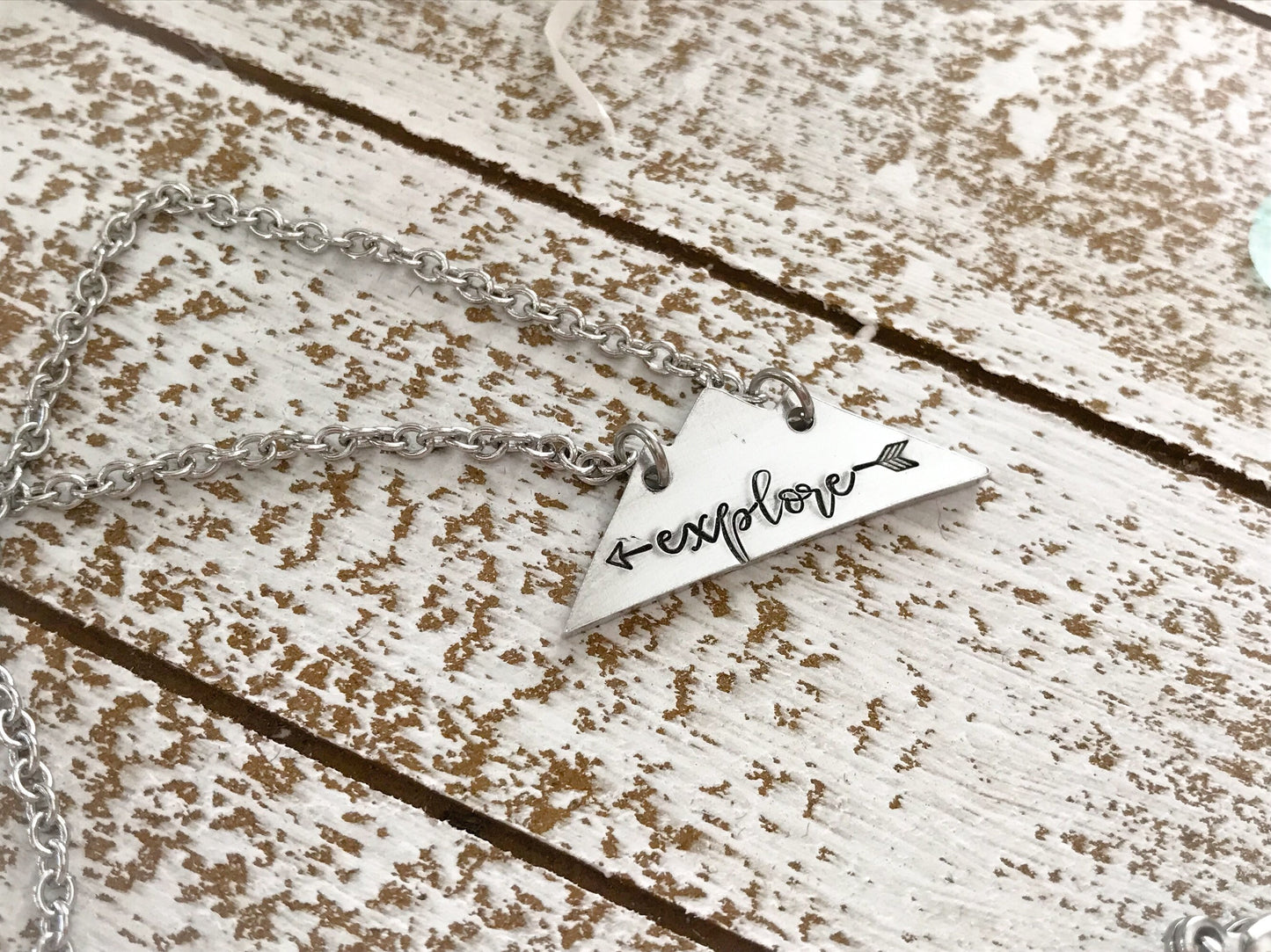 Explore necklace--mountain bar necklace--travel necklace--adventure necklace--word necklace--explorer--camping jewelry--quote necklace