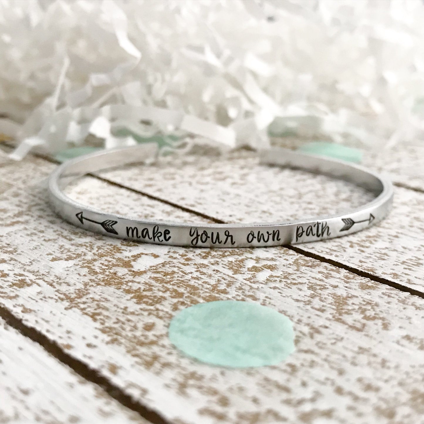 make your own path/strong woman/hand stamped skinny silver cuff bracelet/friend gift/motivational saying/daily reminder/christmas gift