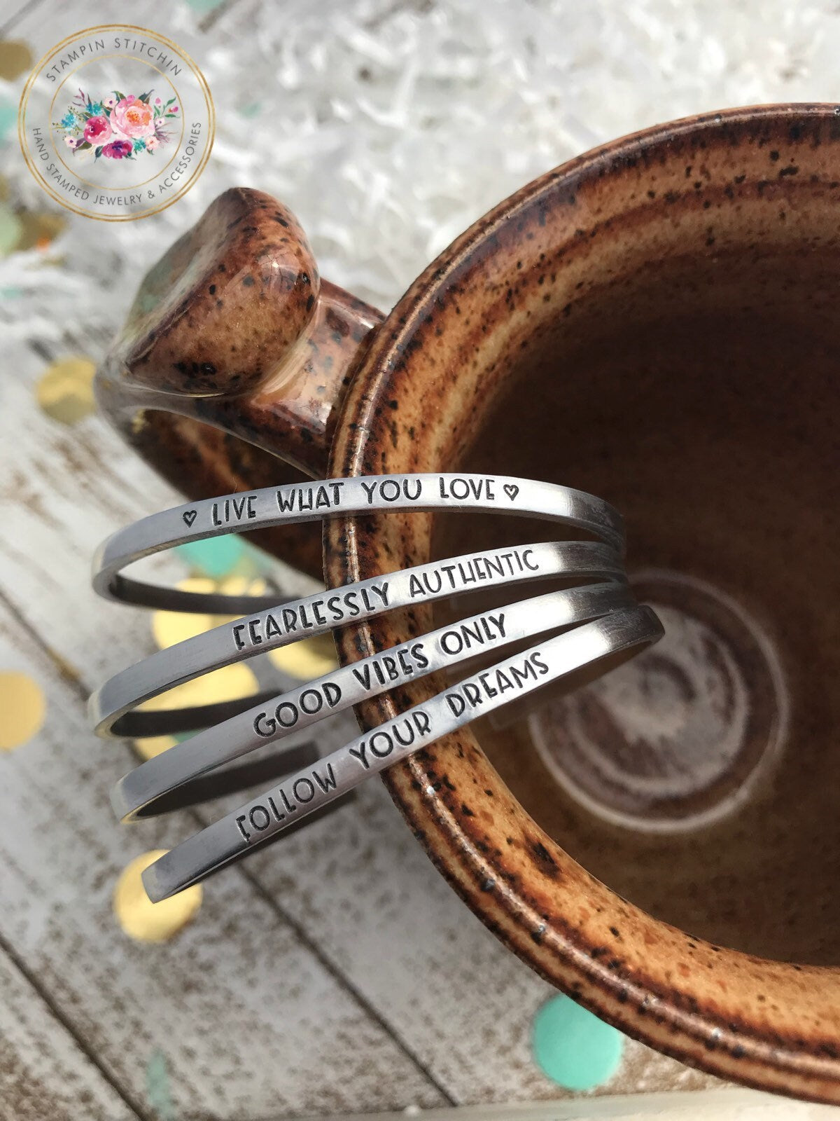 Follow your dreams--hand stamped mantra cuff bracelet--customizable--daily reminder--strong woman--skinny silver--be your own person