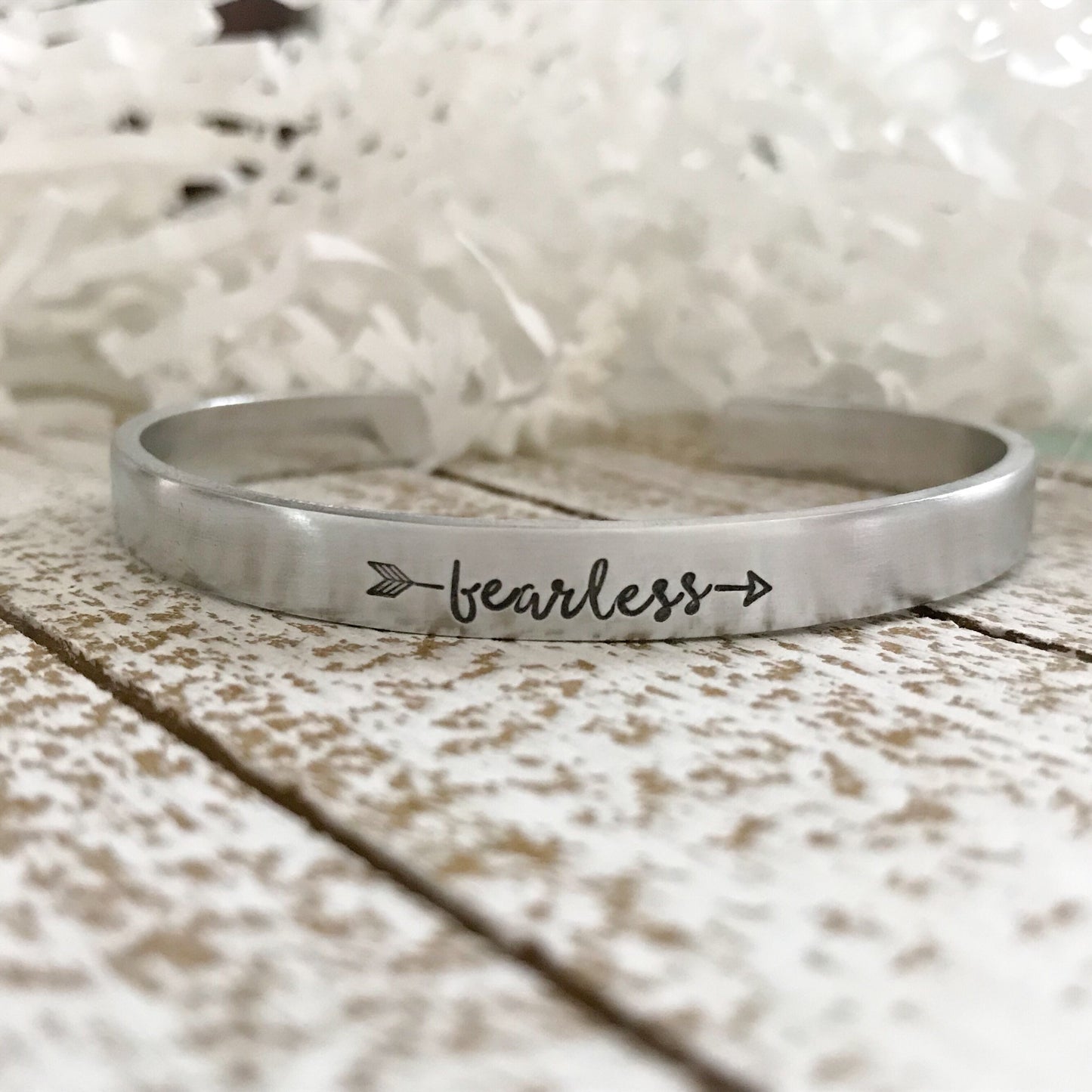 FEARLESS cuff bracelet--motivational gift--fearless jewelry--strong woman--encouragement gift--gift under 20