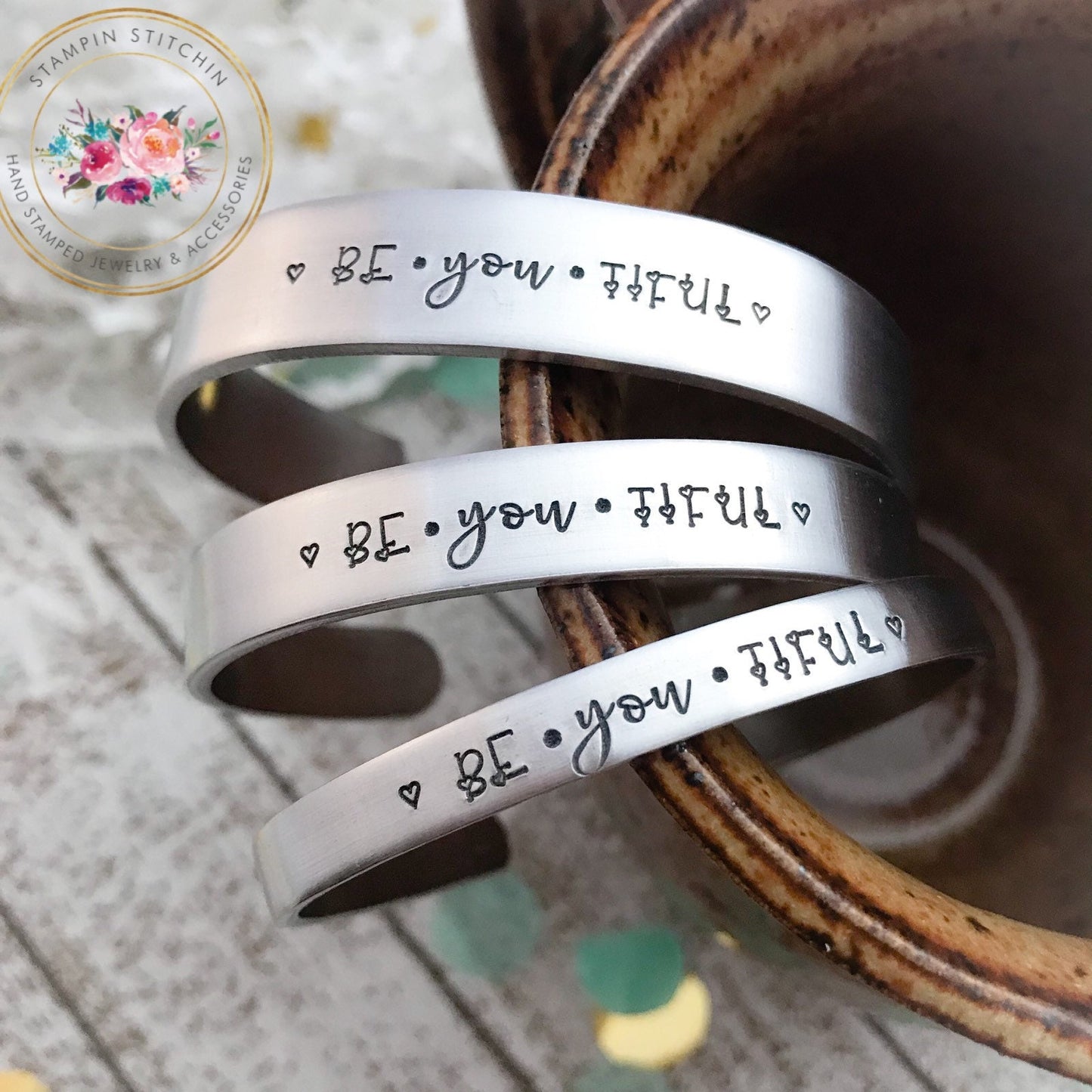 BE.you.TIFUL cuff bracelet--beautiful girl bracelet--encouragement bracelet--motivational jewelry--sister bracelet--gift for friend
