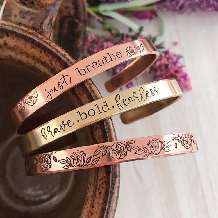 Customized Copper or Brass Bracelet--Rose gold bracelet--personalized bracelet--design your own bracelet--custom saying--mantra bracelet