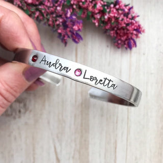 Personalized Birthstone Cuff Bracelet