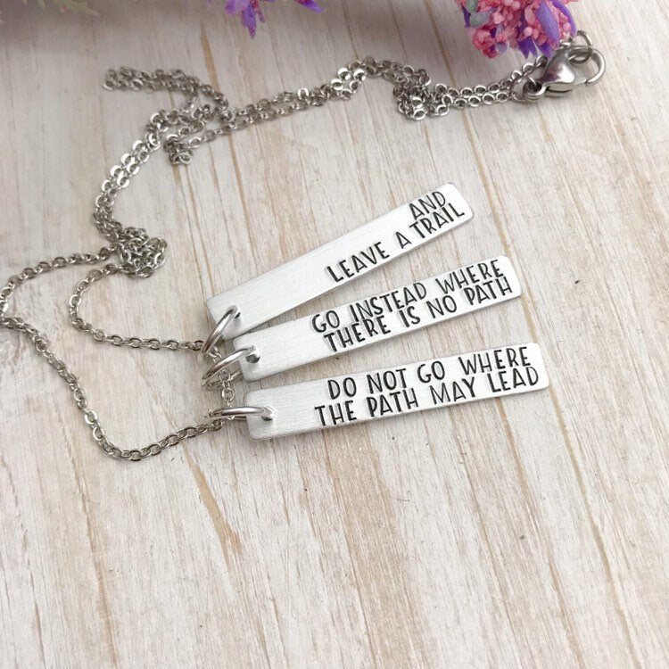 Do not go where the path may lead necklace--ralph waldo emerson quote--graduation gift--quote necklace