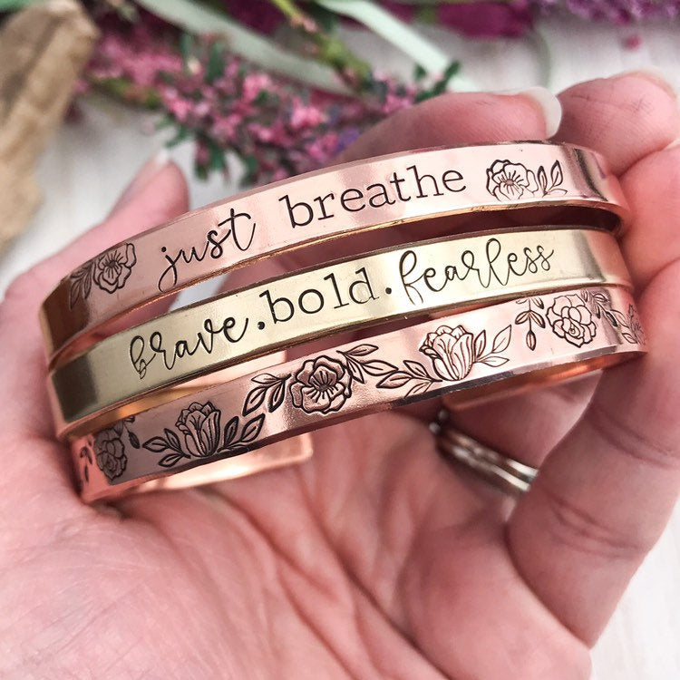 Customized Copper or Brass Bracelet--Rose gold bracelet--personalized bracelet--design your own bracelet--custom saying--mantra bracelet