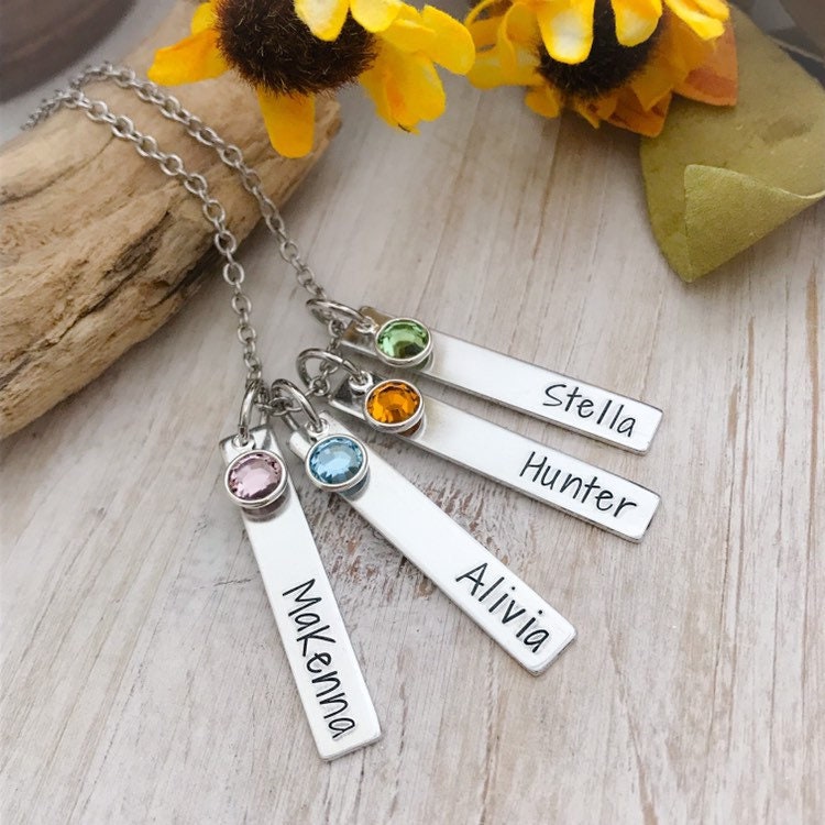Mom necklace with kids names--birthstone necklace--mothers necklace--mothers day--christmas gift--friend gift--mom jewelry