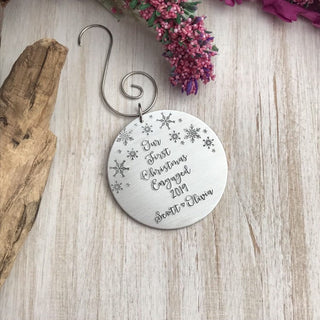 Personalized Christmas Ornament--Customized Holiday Ornament--Keepsake Stocking Stuffer--Engagement Gift--First Christmas Engaged