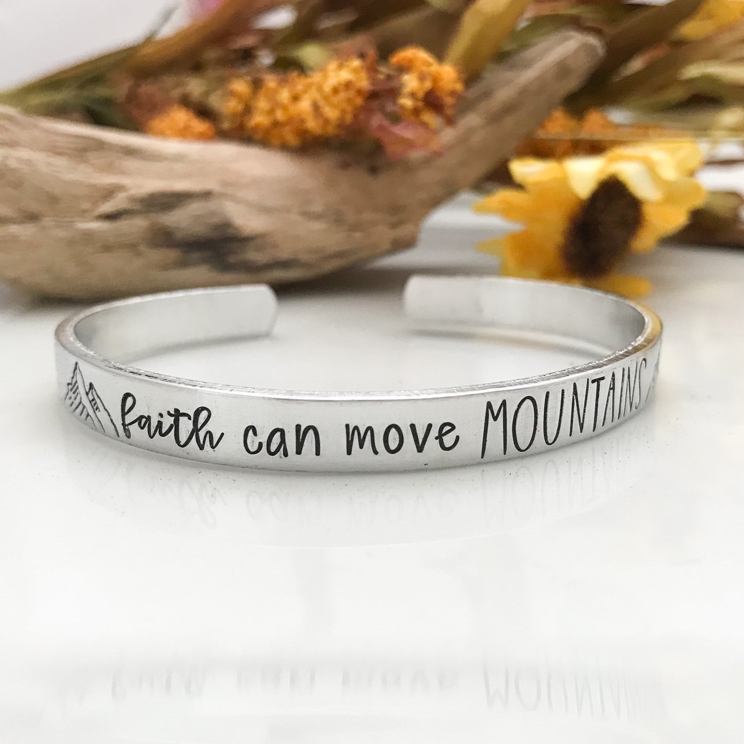 Faith can move mountains bracelet --faith jewelry--faith bracelet--encouragement gift--inspirational bracelet--mantra cuff bracelet