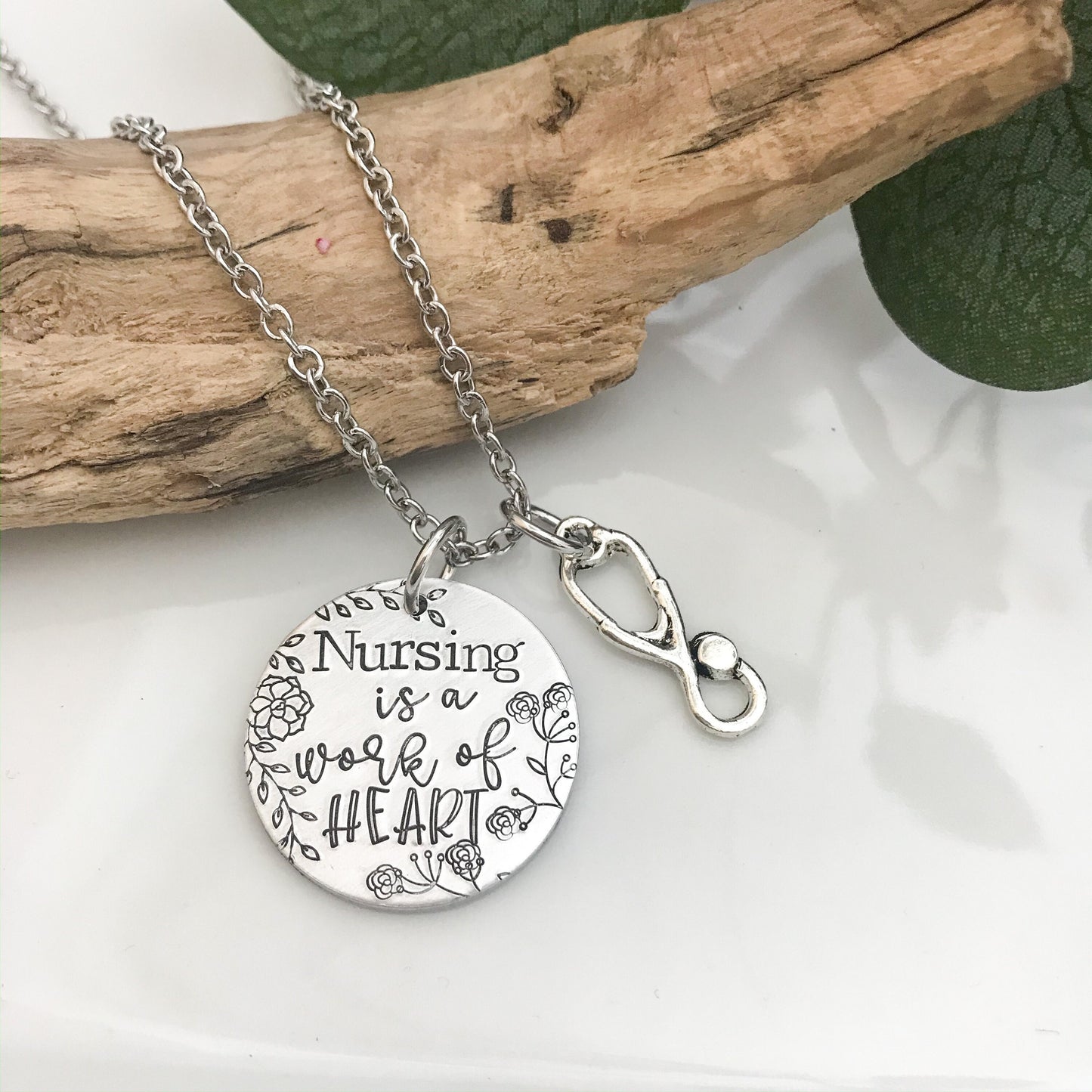 Nurse Appreciation Necklace--Nursing is a work of heart--Nurse Graduation--Gift for Nurse--