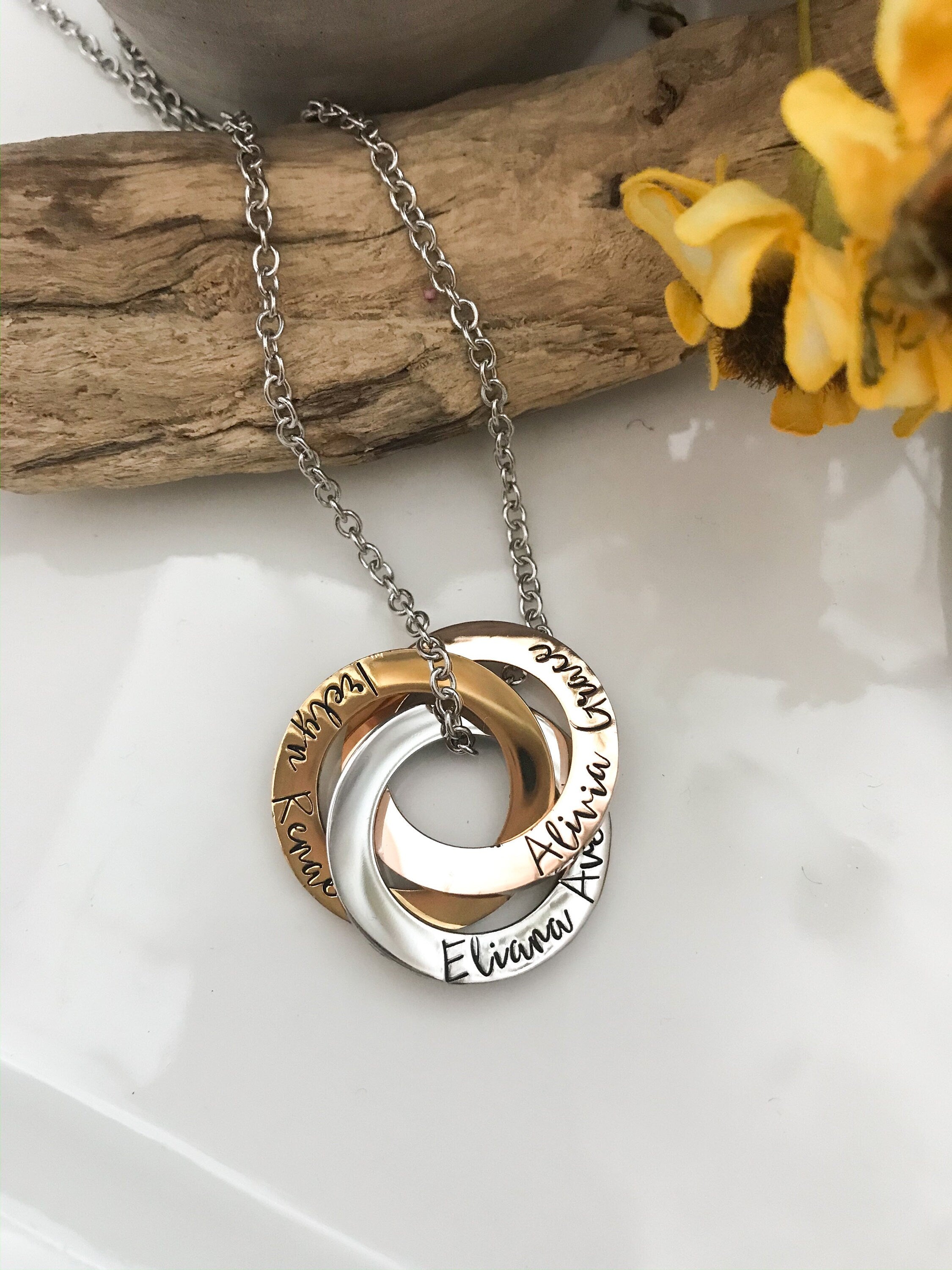 Buy Personalised Five Ring Russian Necklace Birthday Gift Handmade Gift for  Women Mother's Day Jewellery Online in India - Etsy