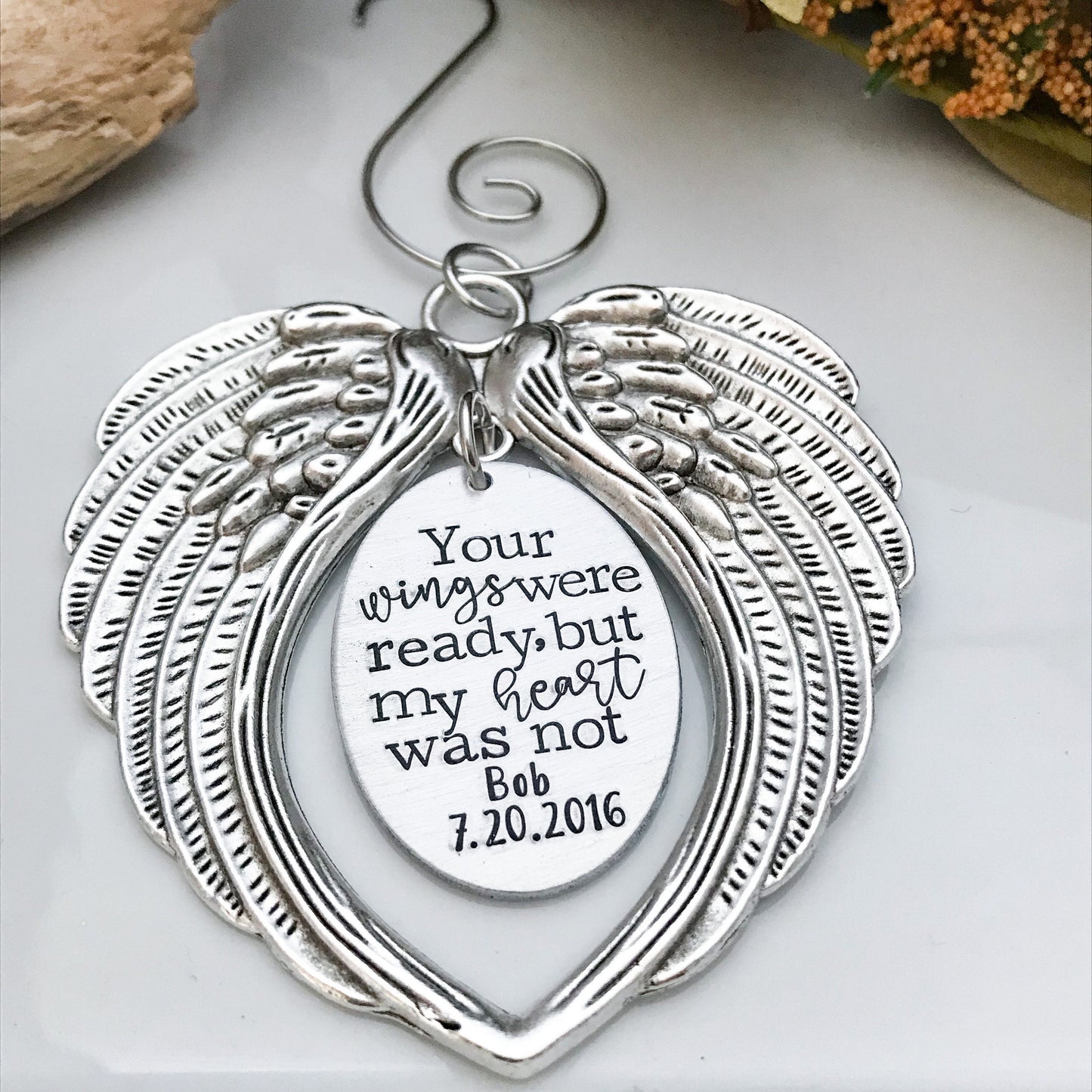 Your wings were ready, but my heart was not ornament--custom christmas memorial ornament--angel wing ornament--in memory of gift