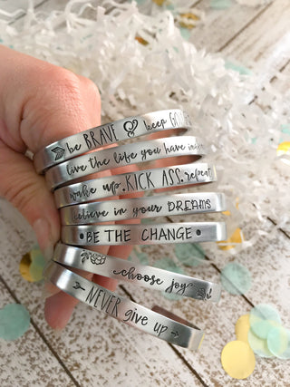 Let Your Light Shine Cuff Bracelet--hand stamped mantra bracelet--religious jewelry--friend gift--bible verse--christmas--gift under 20