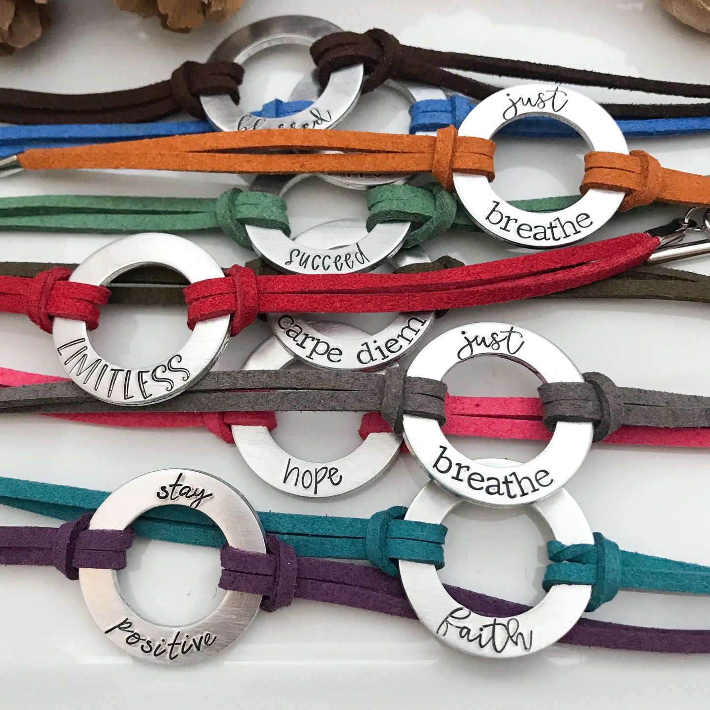 Washer bracelet--one word bracelet--hand stamped washer--washer jewelry--custom--inspirational