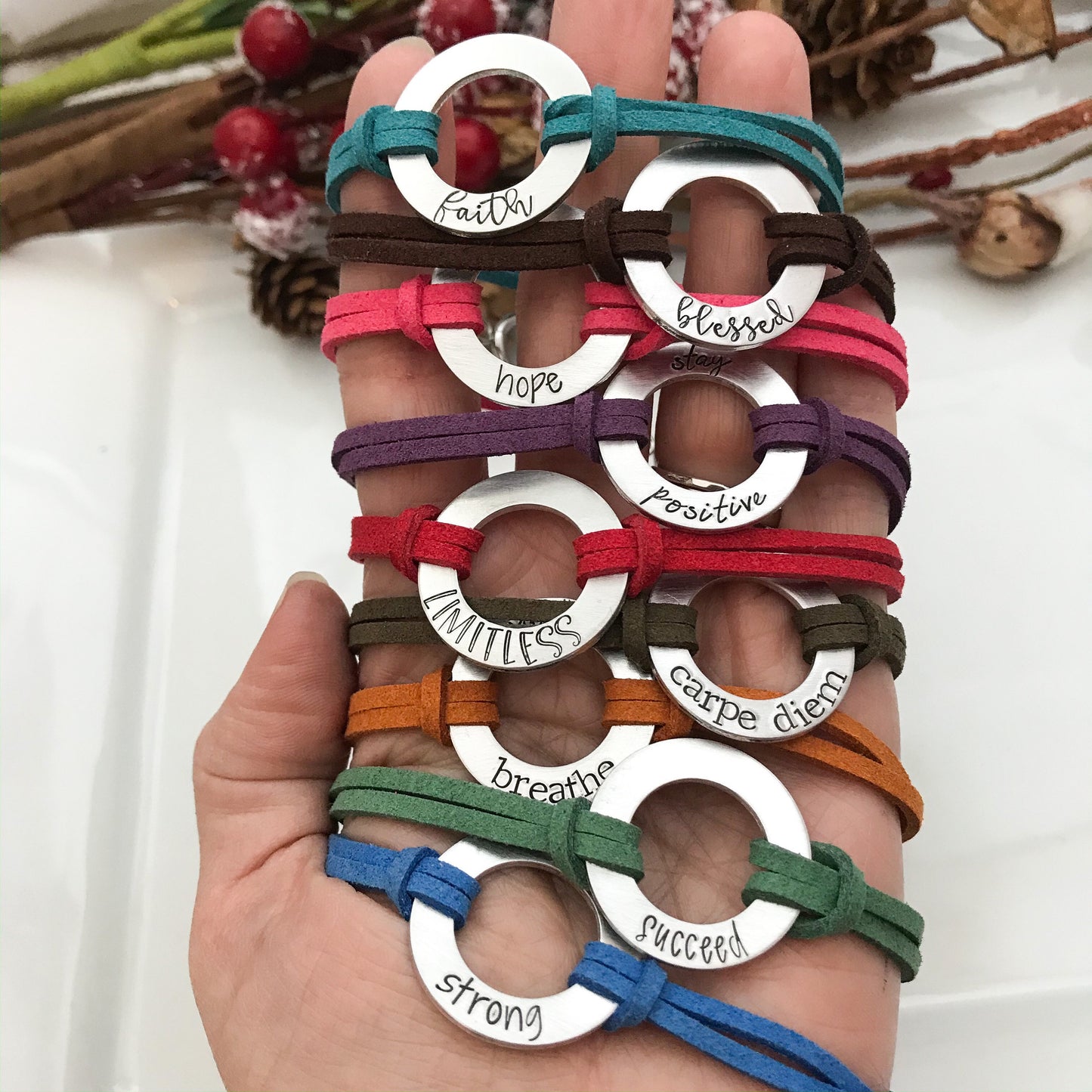 Washer bracelet--one word bracelet--hand stamped washer--washer jewelry--custom--inspirational