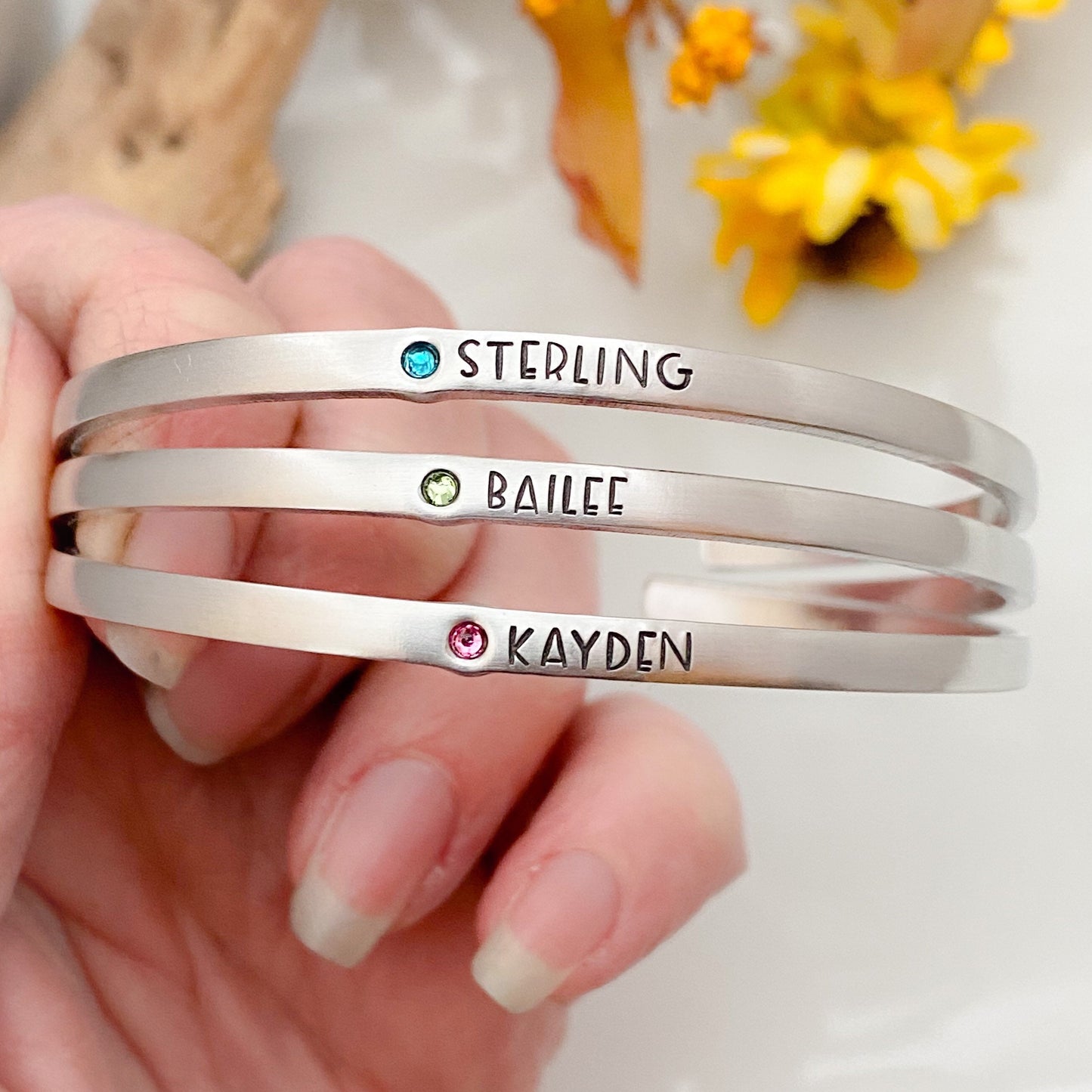 Birthstone Layering Bracelet--Mom bracelet--Keepsake Bracelet--Gemstone Jewelry