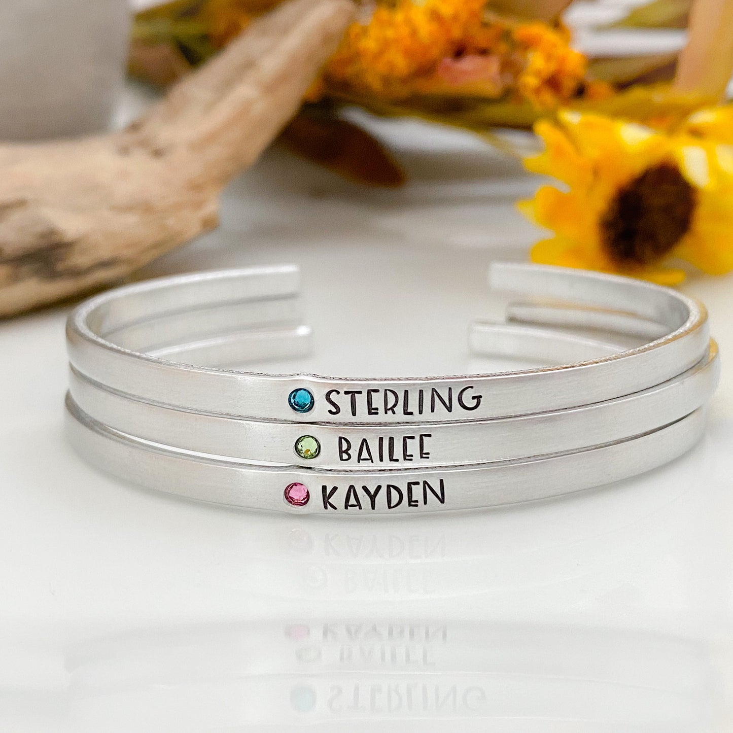 Birthstone Layering Bracelet--Mom bracelet--Keepsake Bracelet--Gemstone Jewelry