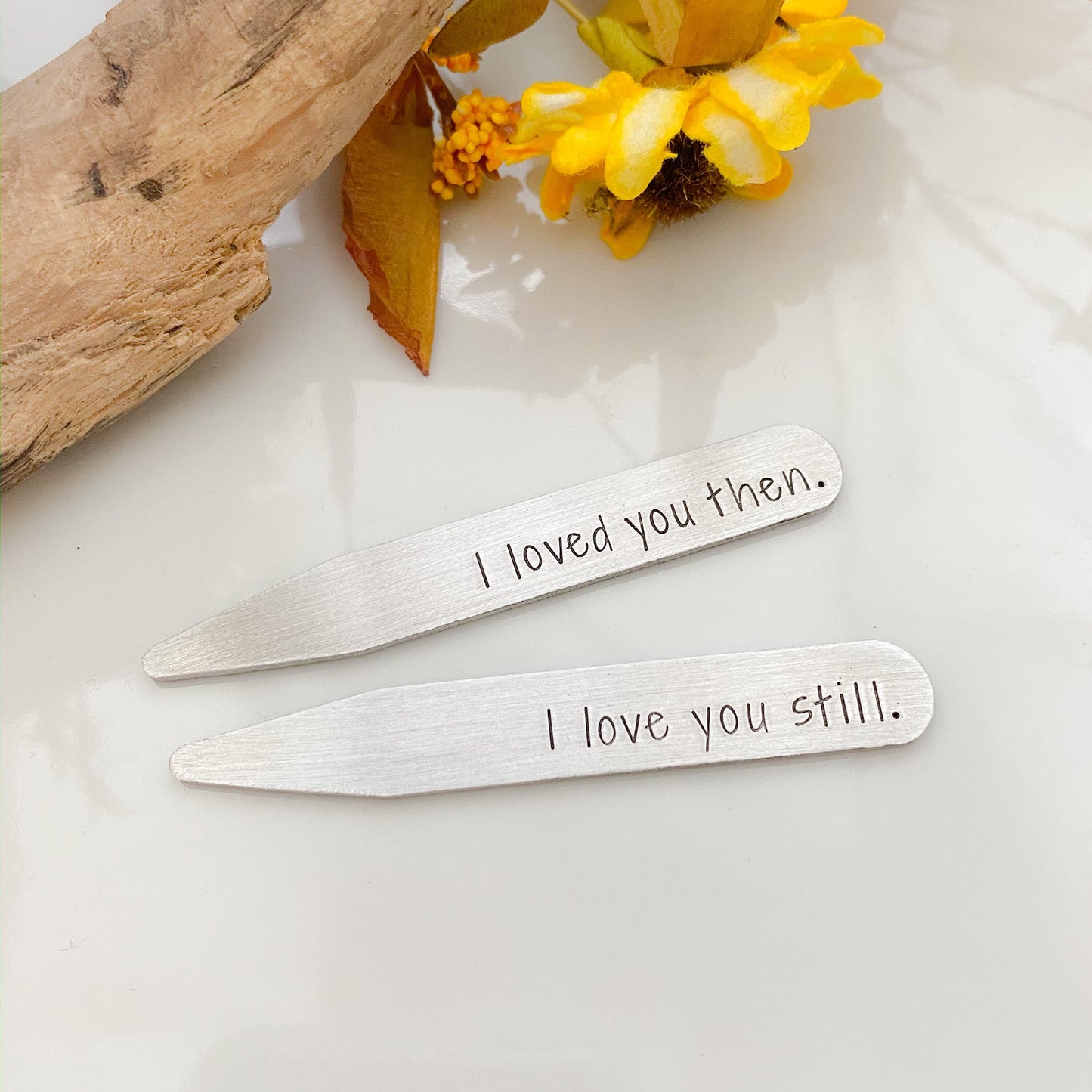 Valentines gift for him--personalized collar stays--anniversary--wedding gift--birthday gift--christmas gift--aluminum collar stays