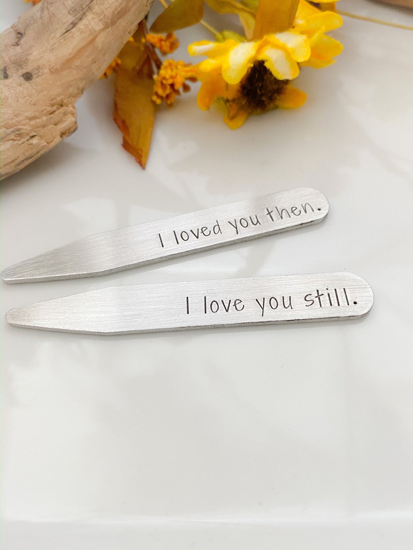 Valentines gift for him--personalized collar stays--anniversary--wedding gift--birthday gift--christmas gift--aluminum collar stays