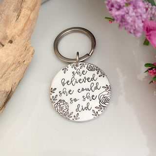 She Believed She Could So She Did Keychain