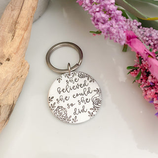 She Believed She Could So She Did Keychain