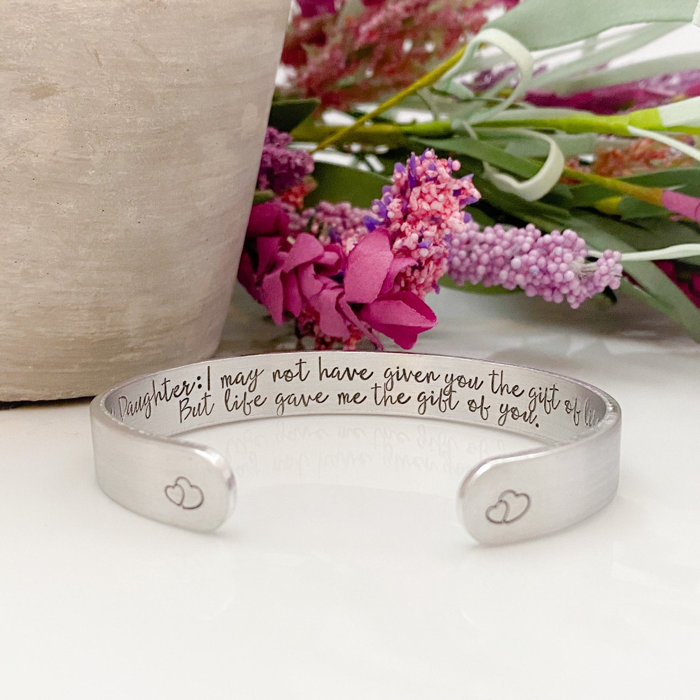 Bonus daughter bracelet—step daughter gift—daughter in law gift—wedding gift—custom cuff bracelet—mantra bracelet