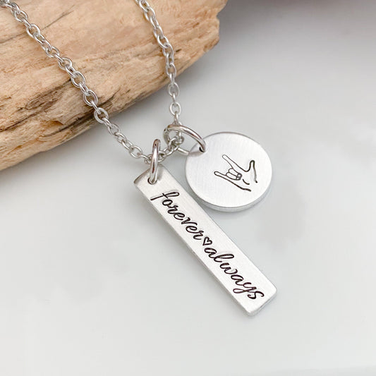 Sign language gift—ASL necklace—I love you necklace—sign language charm necklace—ASL I love you jewelry—hand necklace—forever and always