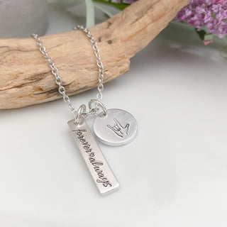 Sign language gift—ASL necklace—I love you necklace—sign language charm necklace—ASL I love you jewelry—hand necklace—forever and always