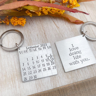 Calendar Keychain--Date Keychain--I love doing life with you keychain--Husband Gift--Boyfriend Gift--anniversary gift--Valentine’s Day gift