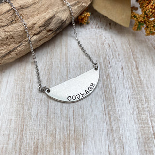 Courage necklace--have courage--word necklace--courage dear heart--simple bar necklace--minimalist word jewelry--Christian faith friend gift