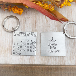 Calendar Keychain--Date Keychain--I love doing life with you keychain--Husband Gift--Boyfriend Gift--anniversary gift--Valentine’s Day gift