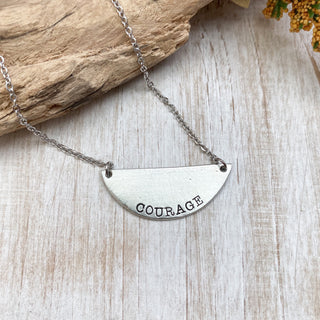 Courage necklace--have courage--word necklace--courage dear heart--simple bar necklace--minimalist word jewelry--Christian faith friend gift