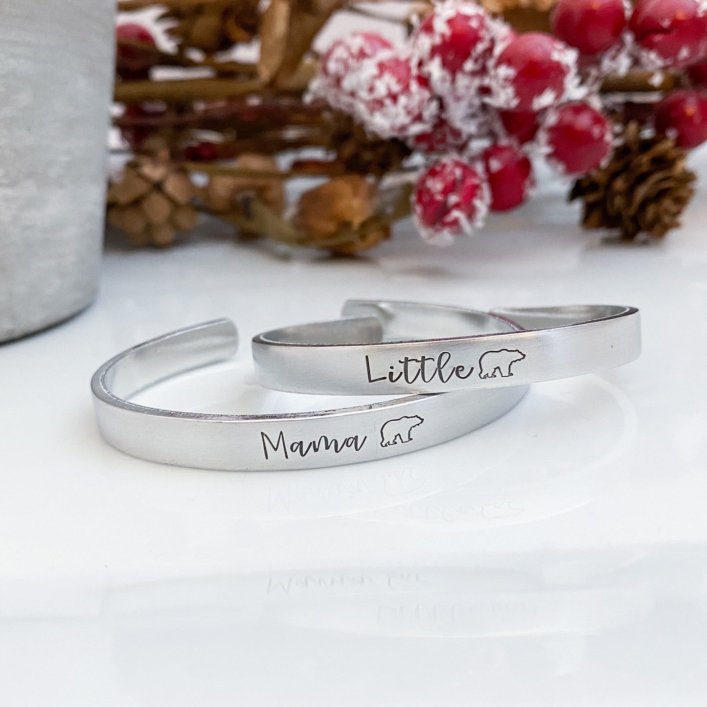 Mama bear,little bear bracelet set--mother daughter bracelets--mama bracelet--personalized bracelet--gift for mom--hand stamped bracelet