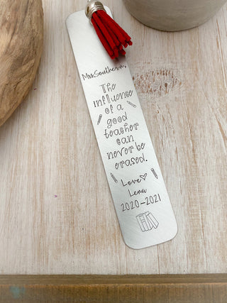 The influence of a good teacher can never be erased—Teacher appreciation gift--Gift for teacher--Library Gift--Custom Teacher Gift