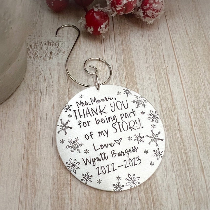 Thank you for Being Part of My Story—Christmas Ornament--Customized Holiday Ornament--Keepsake Stocking Stuffer--Custom Teacher Ornament