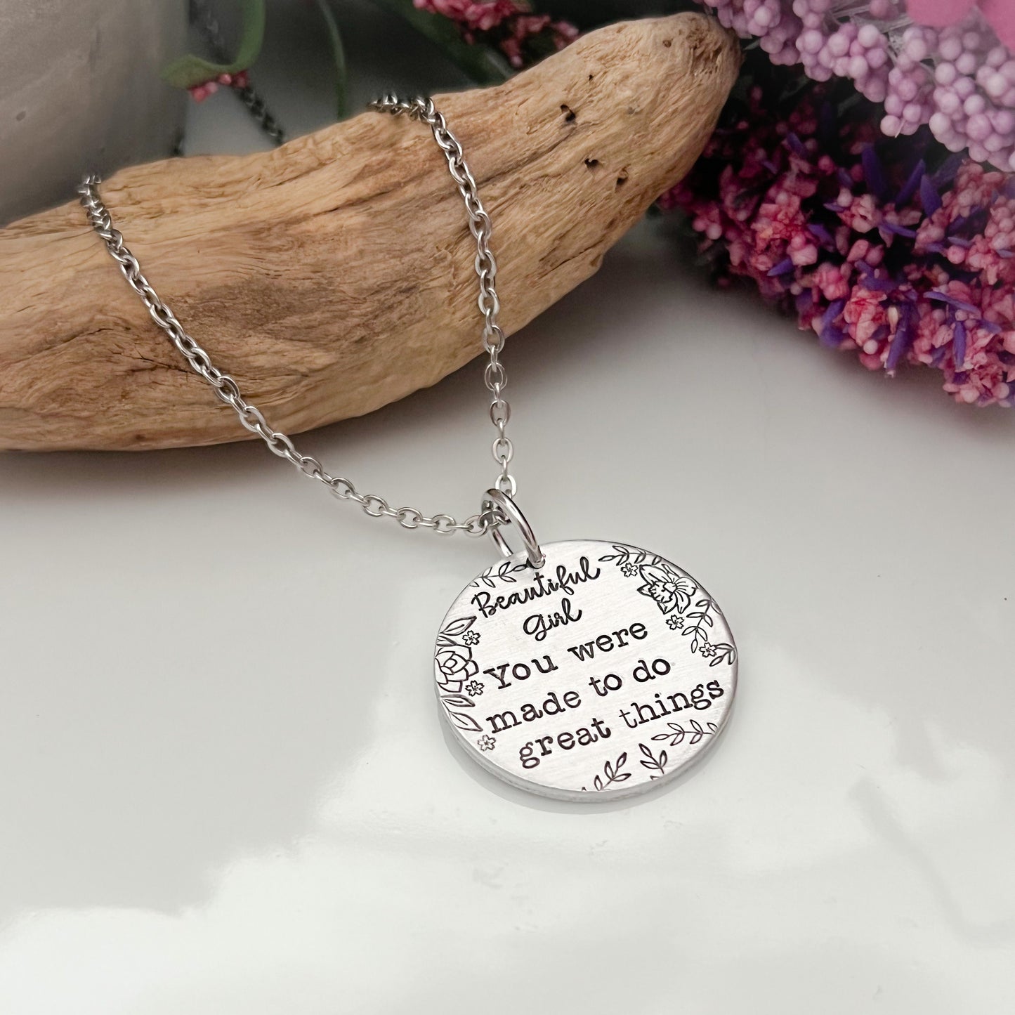 Beautiful Girl, You Were Made to Do Great Things Necklace--Friend Gift--Motivational--Encouragement--Graduation Gift